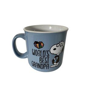 Snoopy Worlds Best Grandpa Blue Ceramic Mug